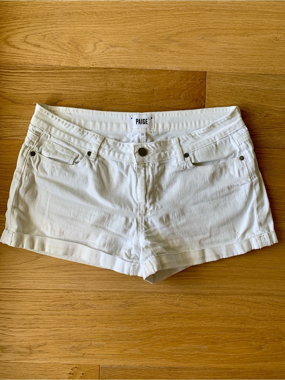 PAIGE White Denim Cuffed Women's Shorts